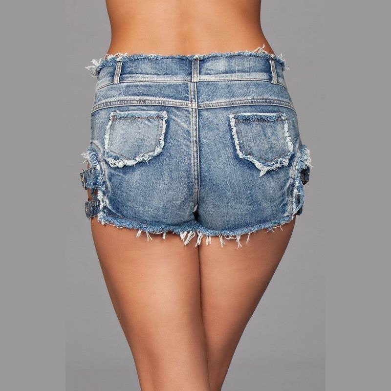Buckled Down Denim Shorts in Black, White or Blue - VacationGrabs