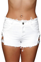 Women's ShortsBuckled Down Denim Shorts in Black, White or Blue - VacationGrabs