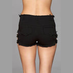 Buckled Down Denim Shorts in Black, White or Blue - VacationGrabs