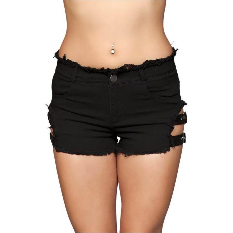 Buckled Down Denim Shorts in Black, White or Blue - VacationGrabs