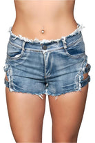 Women's ShortsBuckled Down Denim Shorts in Black, White or Blue - VacationGrabs