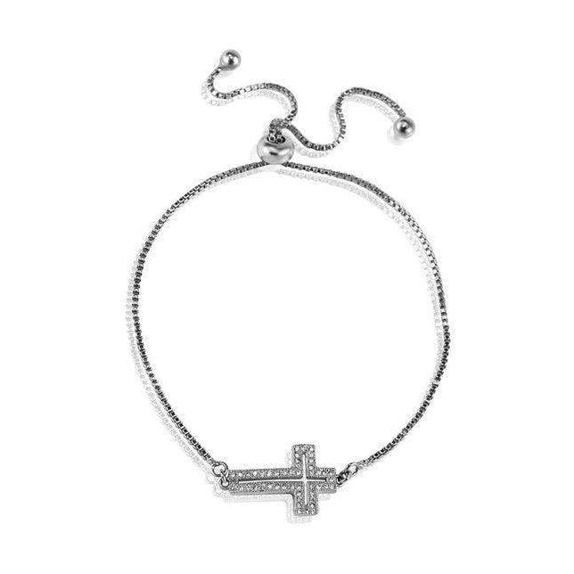 Adjustable Cross Bracelet in Silver or Gold Tones - VacationGrabs