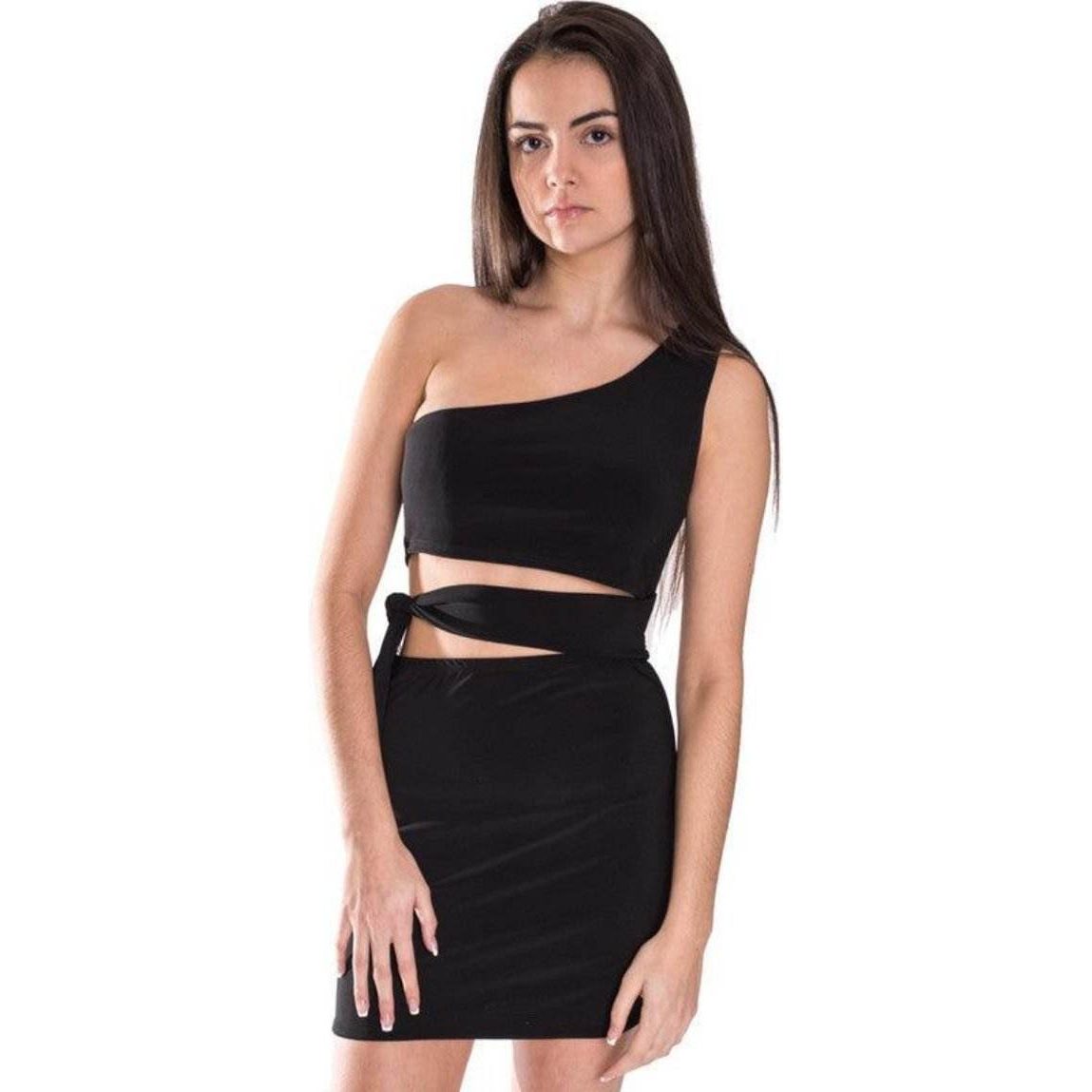 Juniors One Shoulder Tie Side Dress - VacationGrabs