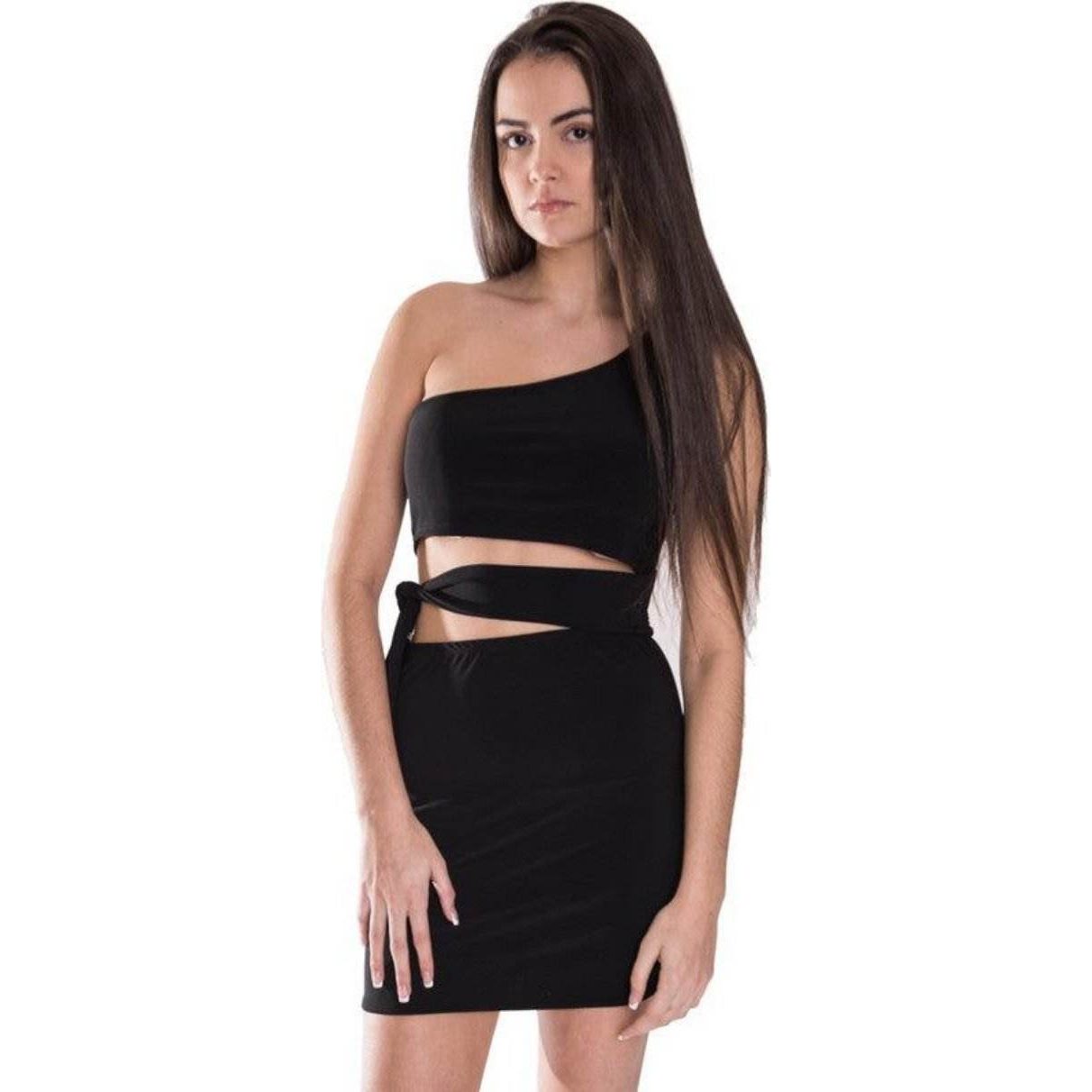 Juniors One Shoulder Tie Side Dress - VacationGrabs