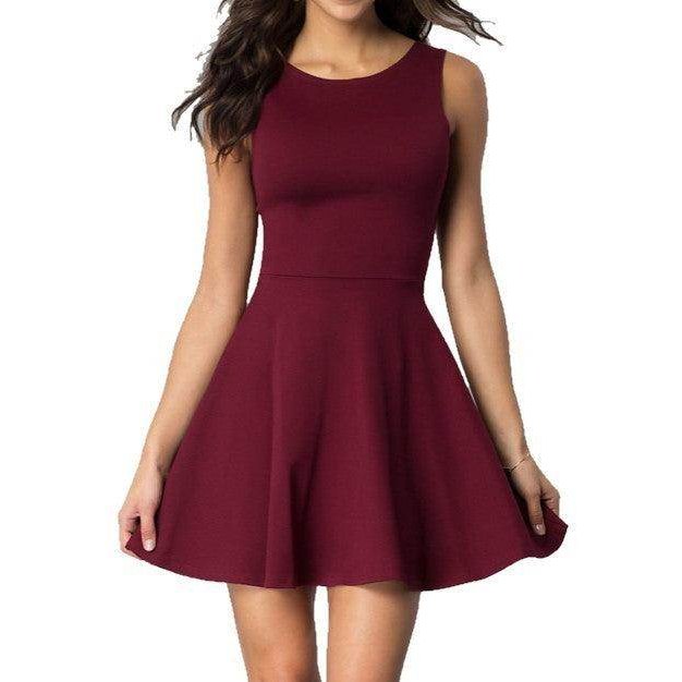 Juniors Sleeveless Dress With Cut Out Back - VacationGrabs