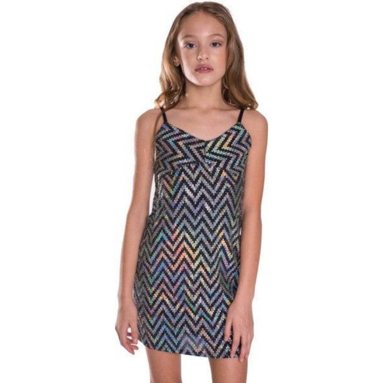 Juniors Sparkle Stripe Dress - VacationGrabs