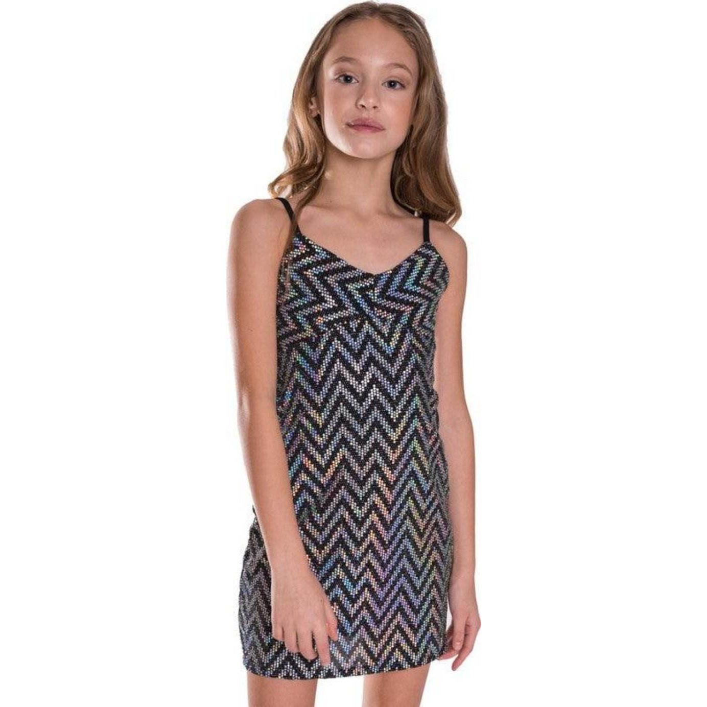 Juniors Sparkle Stripe Dress - VacationGrabs