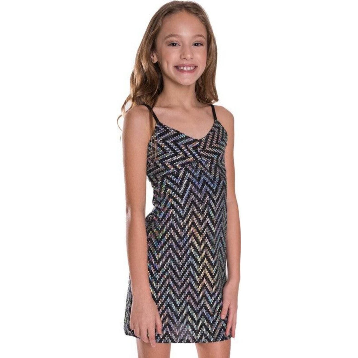 Juniors Sparkle Stripe Dress - VacationGrabs