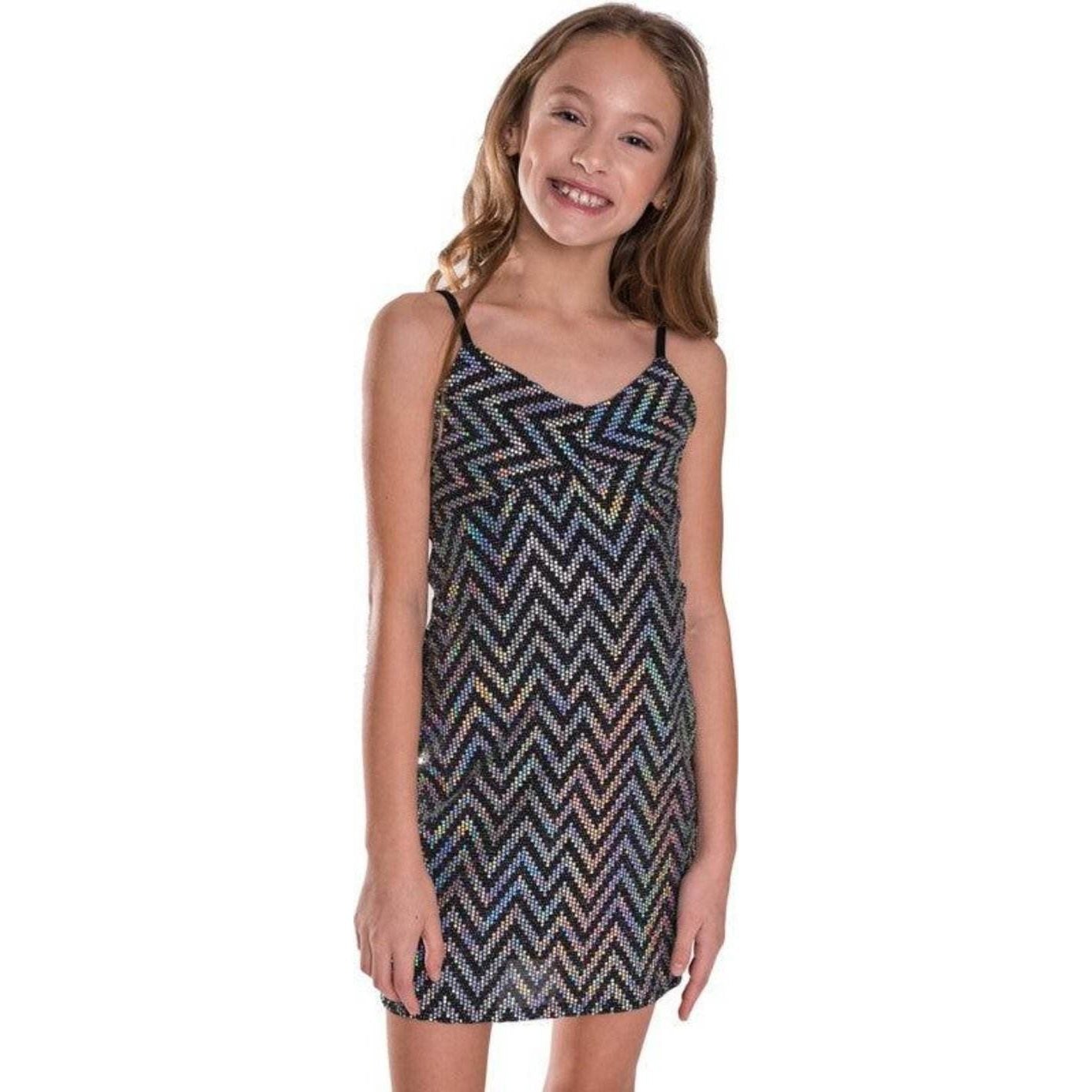 Juniors Sparkle Stripe Dress - VacationGrabs