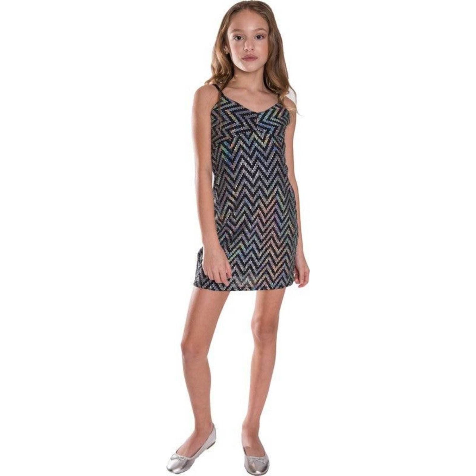 Juniors Sparkle Stripe Dress - VacationGrabs