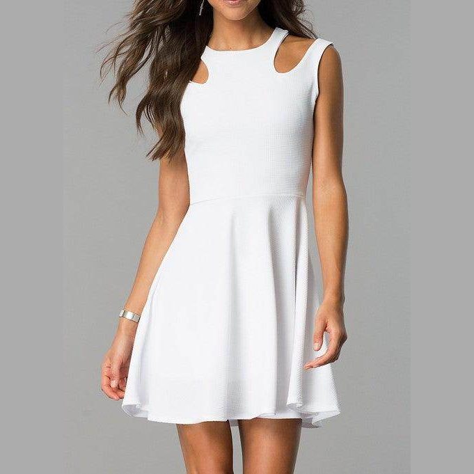 Juniors Sleeveless Dress With Cut Outs - VacationGrabs