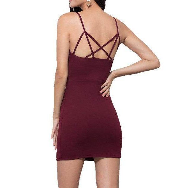 Juniors Tight Party Dress With Strappy Back - VacationGrabs