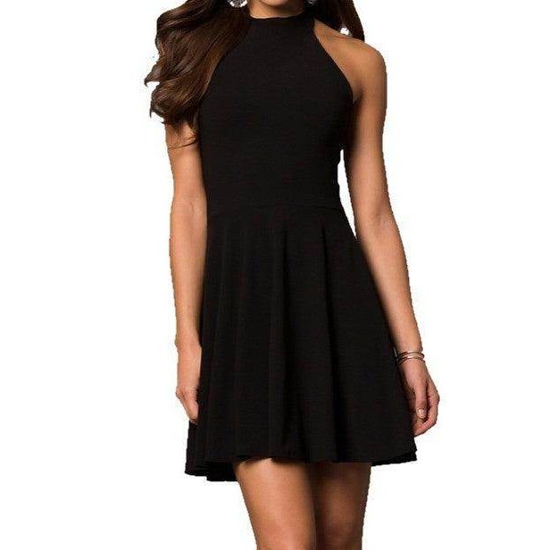 Junior's Halter Short Tie Back Party Dress - VacationGrabs
