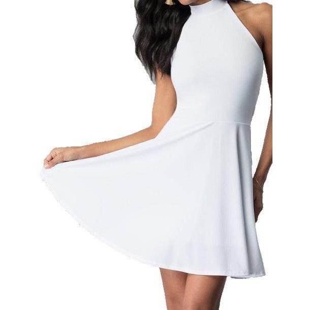 Junior's Halter Short Tie Back Party Dress - VacationGrabs