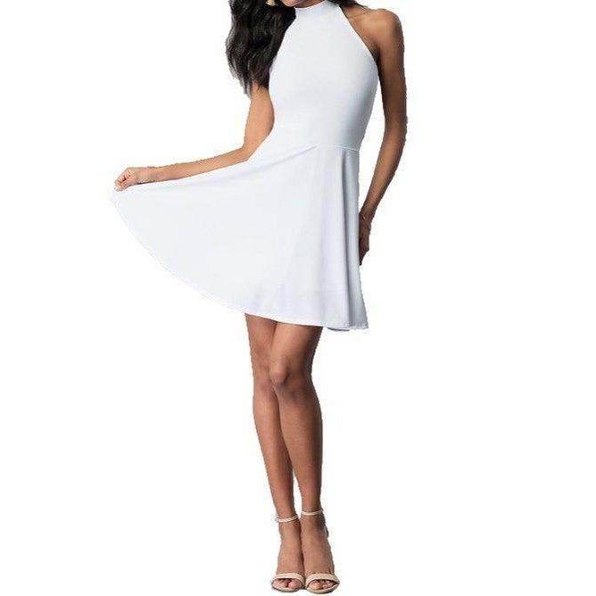 Junior's Halter Short Tie Back Party Dress - VacationGrabs