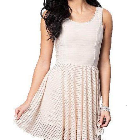 Juniors Mini Dress With Sheer Stripes - VacationGrabs