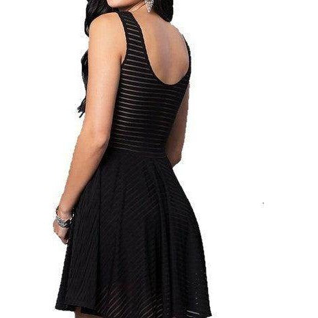 Juniors Mini Dress With Sheer Stripes - VacationGrabs