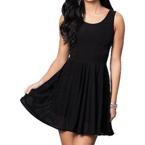 Juniors Mini Dress With Sheer Stripes - VacationGrabs