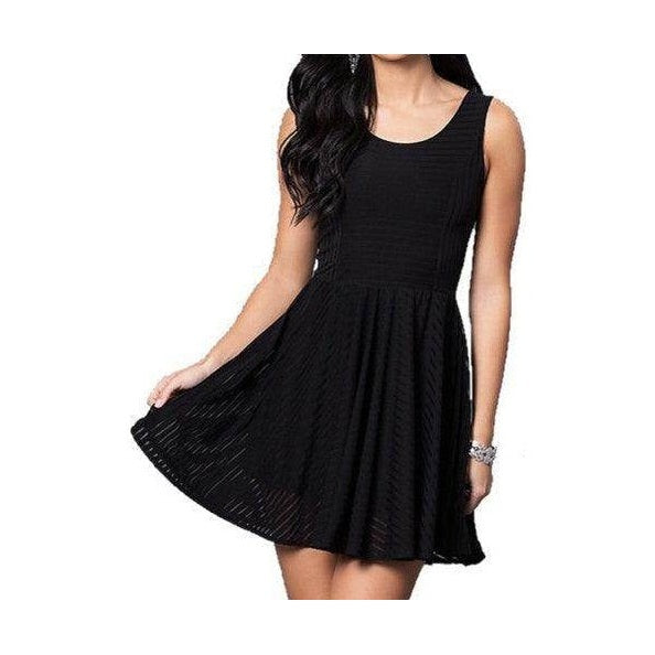 Juniors Mini Dress With Sheer Stripes - VacationGrabs