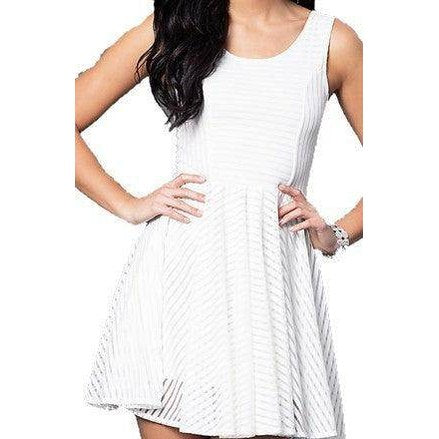 Juniors Mini Dress With Sheer Stripes - VacationGrabs
