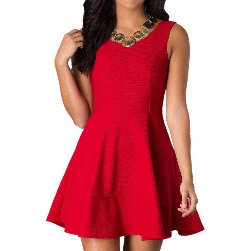 Juniors Sleeveless Party Dress With Zipper Back - VacationGrabs