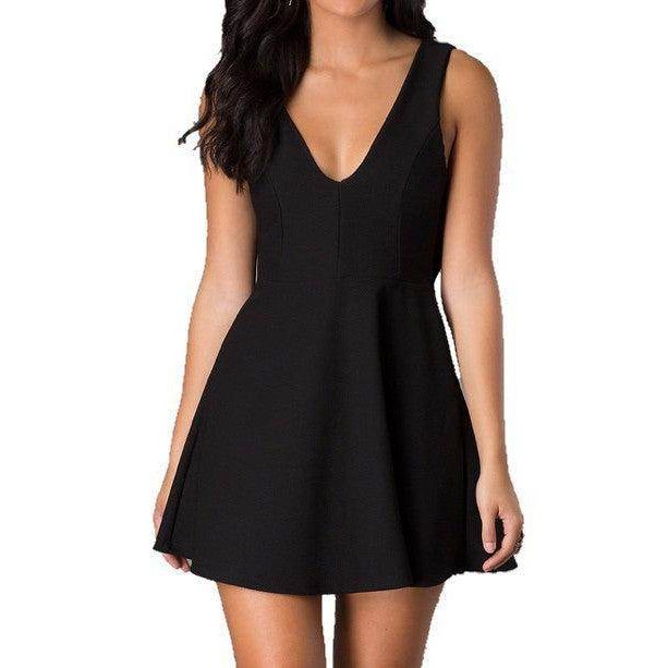 Short V-Neck Sleeveless A-Line Dress - VacationGrabs