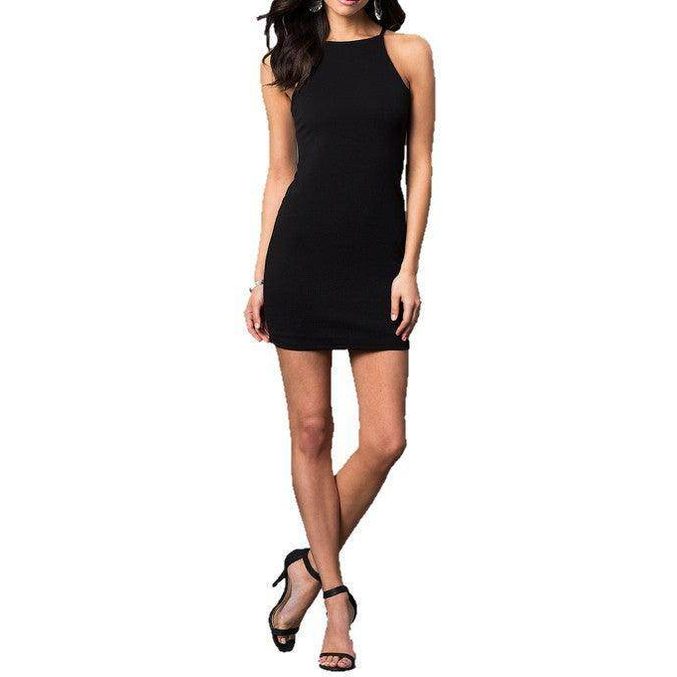 Juniors Round Neck Mini Dress - VacationGrabs