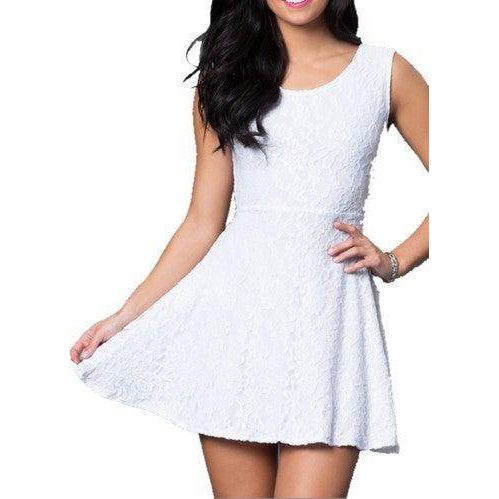 Juniors Lace Bow-Back Dress - VacationGrabs