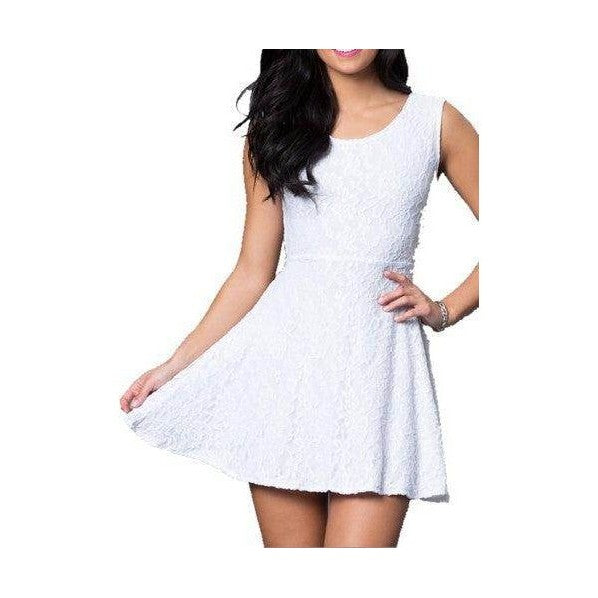 Juniors Lace Bow-Back Dress - VacationGrabs