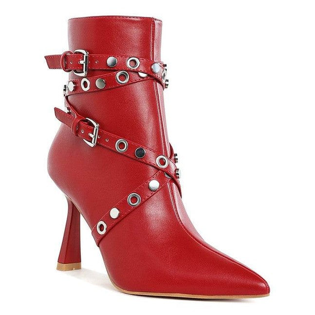Jaunts Eyelets & Studs Harness Ankle Boots - VacationGrabs