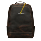 15.6" Laptop Leather Backpack for Men Vintage Business