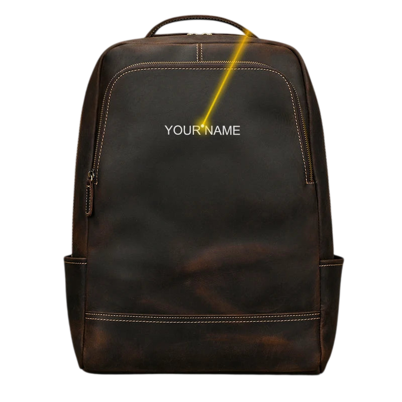 15.6" Laptop Leather Backpack for Men Vintage Business