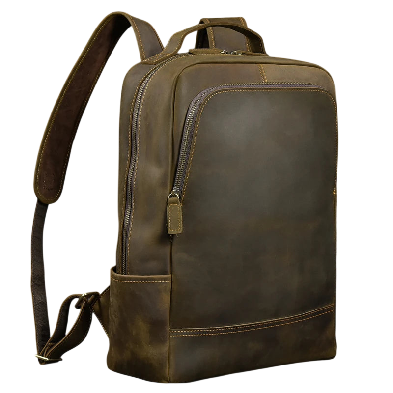 15.6" Laptop Leather Backpack for Men Vintage Business