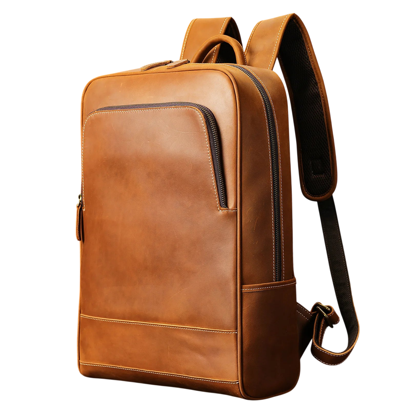 15.6" Laptop Leather Backpack for Men Vintage Business