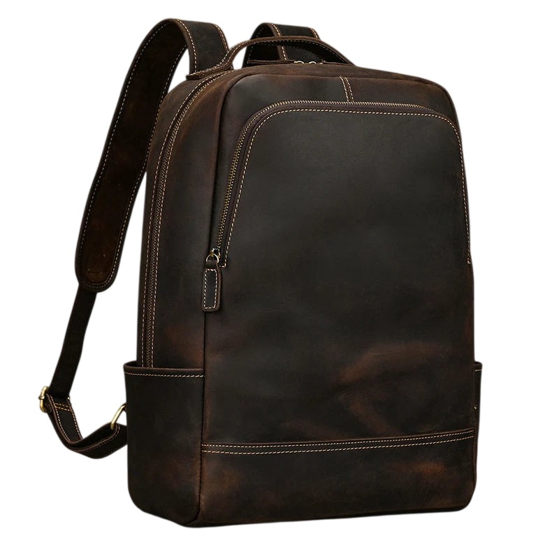 15.6" Laptop Leather Backpack for Men Vintage Business