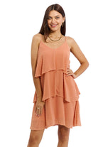Women's Dresses Culture Code By The River Full Size Cascade Ruffle Style Cami Dress in Sherbet