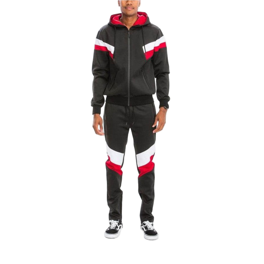 Chevron Stripe Full Zip Track Suit - VacationGrabs