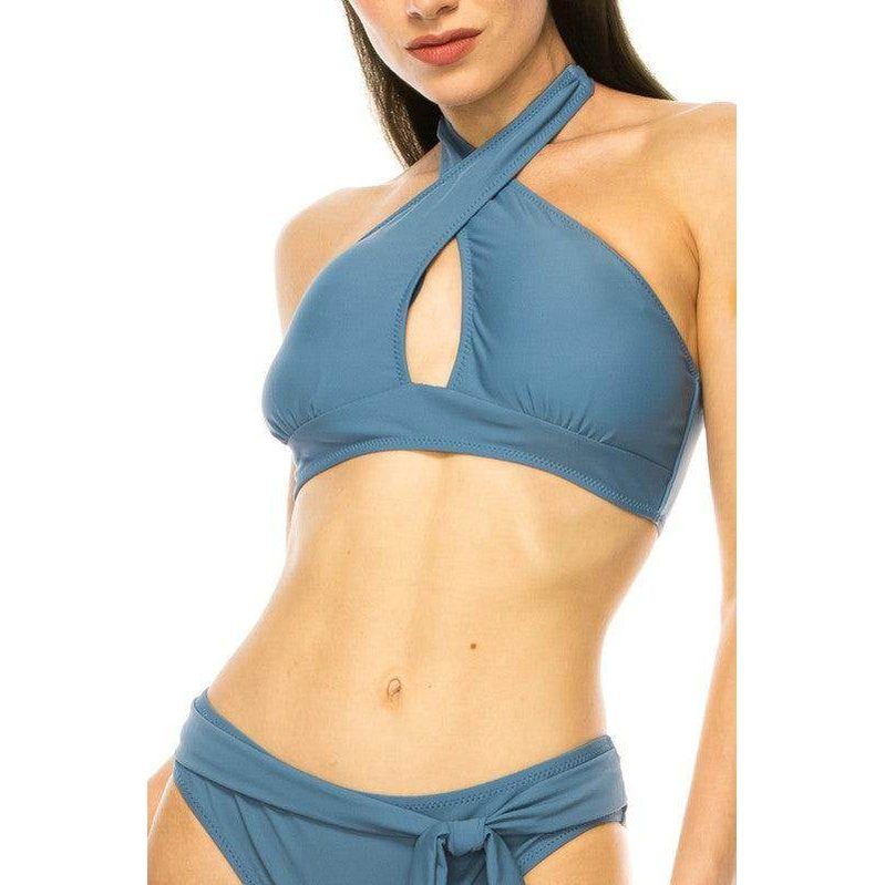 Two Piece Criss Cross Bow Tied Bikini - VacationGrabs