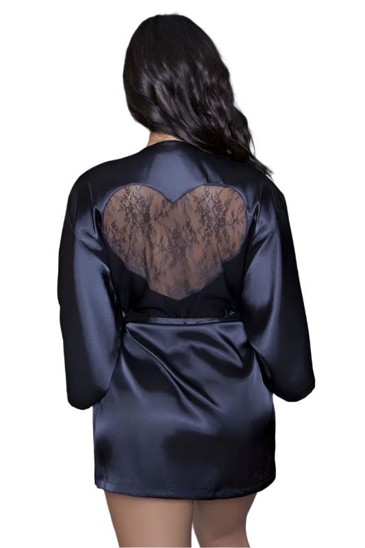 Women's Sleepwear/LoungewearAmora Black Lace Heart Robe - VacationGrabs