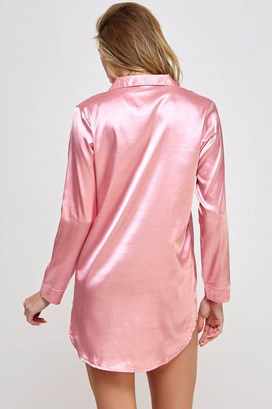 Womens Sleepwear Kimberly Satin Sleepshirt - VacationGrabs