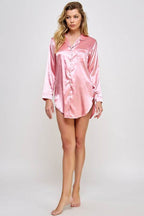 Womens Sleepwear Kimberly Satin Sleepshirt - VacationGrabs