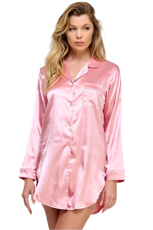 Women's Sleepwear/LoungewearWomens Sleepwear Kimberly Satin Sleepshirt - VacationGrabs