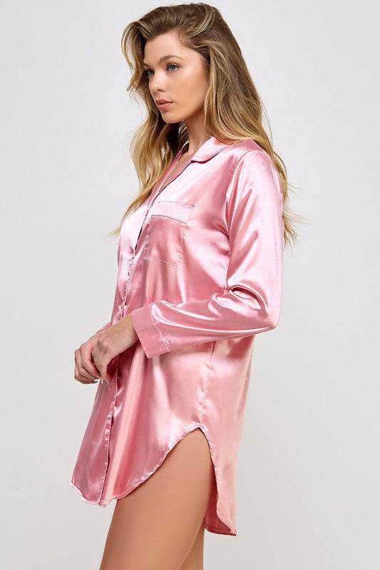 Womens Sleepwear Kimberly Satin Sleepshirt - VacationGrabs