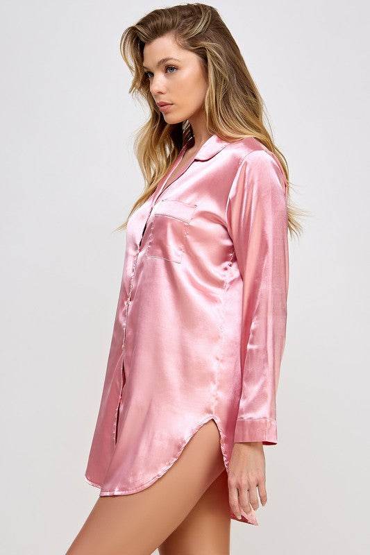 Womens Sleepwear Kimberly Satin Sleepshirt - VacationGrabs