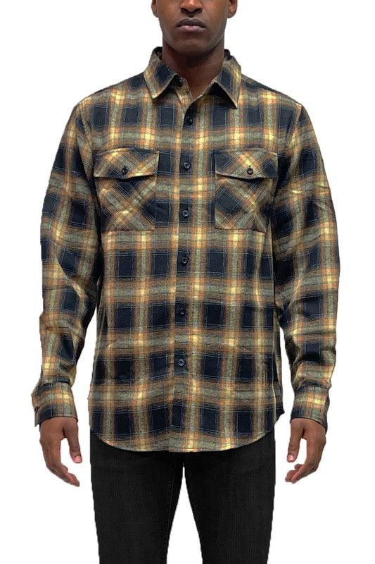 Men's Shirts Full Plaid Checkered Flannel Long Sleeve
