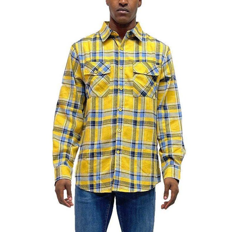 Long Sleeve Flannel Full Plaid Checkered Shirt - VacationGrabs
