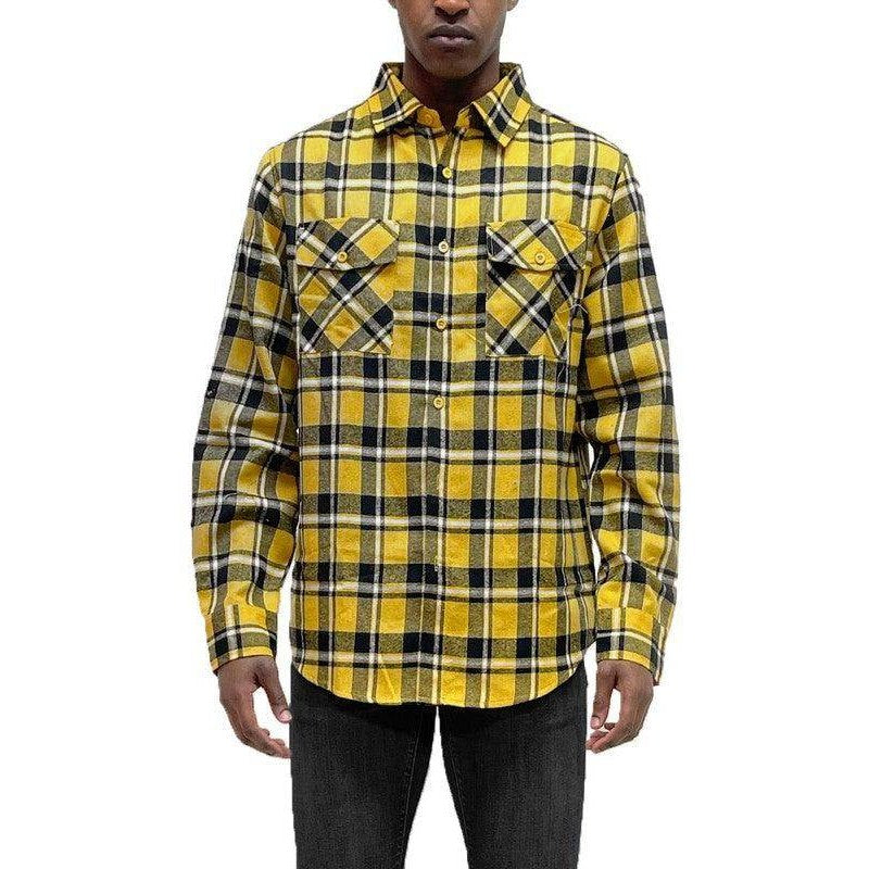 Long Sleeve Flannel Full Plaid Checkered Shirt - VacationGrabs