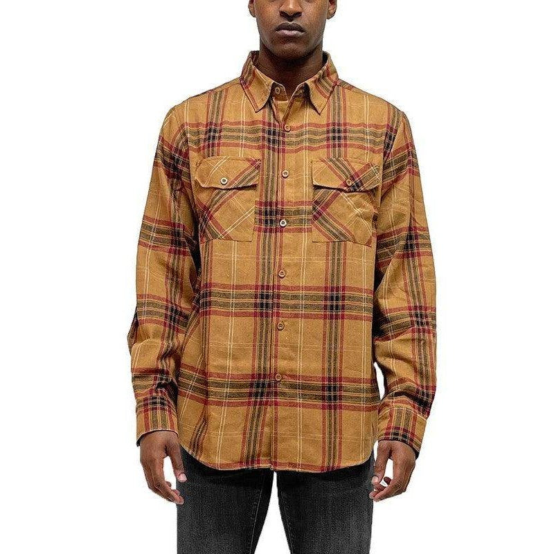 Long Sleeve Flannel Full Plaid Checkered Shirt - VacationGrabs