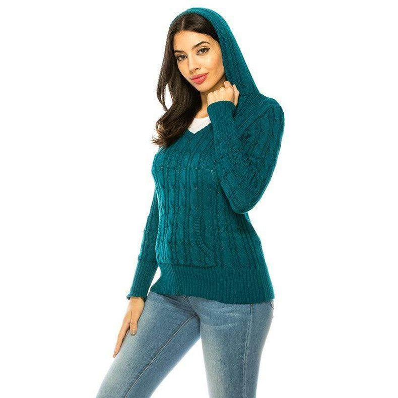 Womens Knit Hoodie Sweater - VacationGrabs