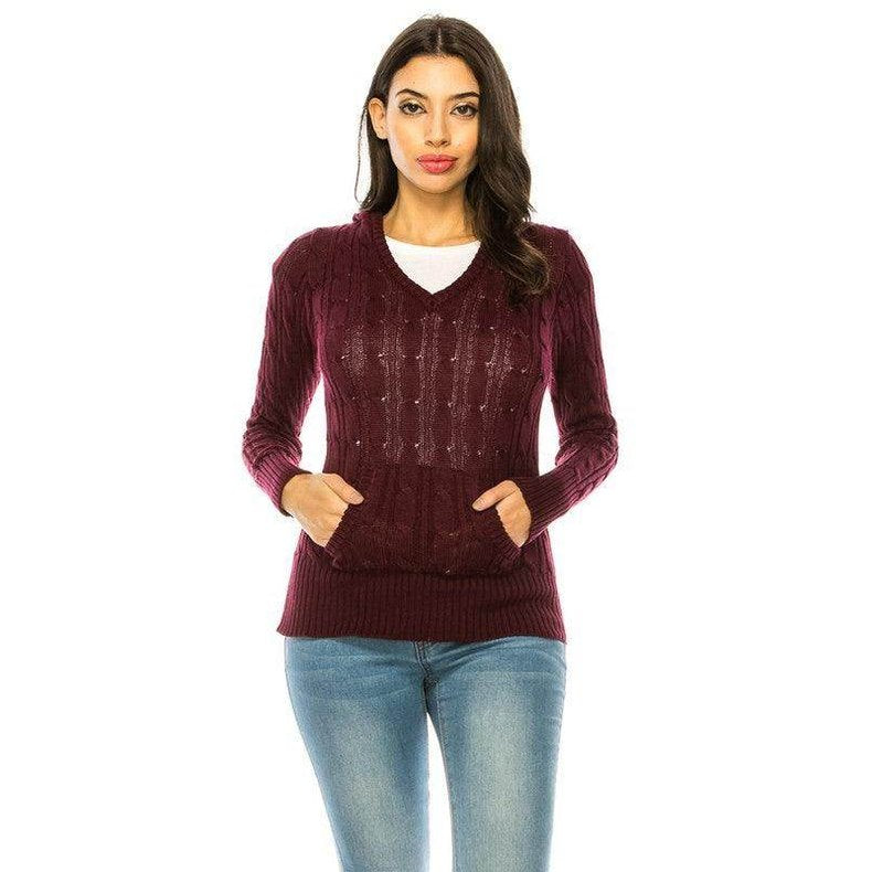 Womens Knit Hoodie Sweater - VacationGrabs